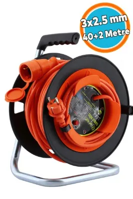 NZB Plastik Makaralı Seyyar Kablo Uzatma Kablosu 3x2.5 mm CCA Kablo 40+2 Metre