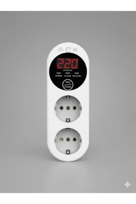 ACK VOLTAJ KORUMALI İKİLİ PRİZ PVPB-04-15A 140-270V
