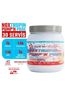 Swiss Nutrition (KAFEİN İÇERMEZ ) Preworkout Noxtropin Pump'N Pose Portakal Hibiskus 450 gr 30 Servis Pump Etkili Pre Workout