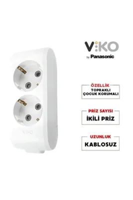 VİKO Multilet BEYAZ İkili Grup Priz Topraklı Klemensli (2li Kablosuz)