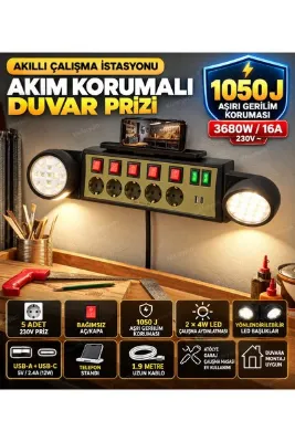 Kılıforyum FTR-37 Prime Akım Korumalı Çoklu Priz – USB-C + USB-A Hızlı Şarj, Yüksek Güç, Kapaklı Priz Sistemi