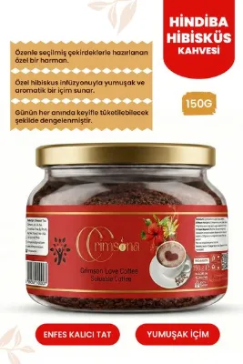 crimsona Crimson Love Coffee Hindiba & Hibisküs (Nar Çiçeği) Kahvesi | %100 Bitkisel Kafeinsiz | 150 gr Cam