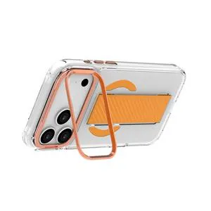 Piili ıPhone 17 Pro Max Metal Stand Grip Magsafe Kılıf - Turuncu
