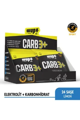 Water Up WUP Carb3+, Sodyum, Potasyum, Magnezyum, 3 Tip Karbonhidrat, Limon Aromalı, 24 Saşe, Toz Efervesan