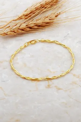 Sümer Telkari İtalyan Örgü Zincir 18 Cm Altın Kaplama Gümüş Bileklik 4691