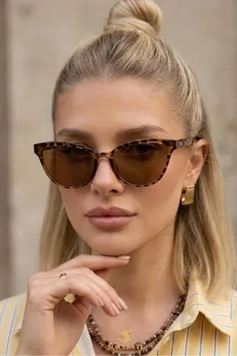 Eyesofia Melone Cat Eye Unısex Leopar Çerçeveli Kahverengi Ultra Hafif Uv400 Filtreli Güneş Gözlüğü