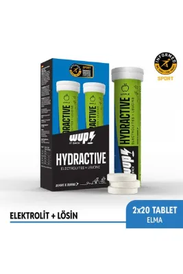 Water Up WUP Hydractive, Sodyum, Potasyum, Magnezyum, Lösin, Elma Aromalı, 2x20 Efervesan Tablet
