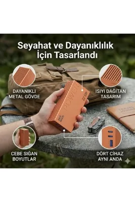 Nettech 22.5W Hızlı Şarj Destekli Metal Gövde Powerbank (PD + QC Uyumlu Çoklu Cihaz Şarj Cihazı)