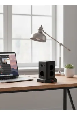 MATECHNO Akım Korumalı Priz Kablosuz Şarj İstasyonu 7x Soket 3x USB 1xType-C Kablolu Grup Priz Çoğaltıcı