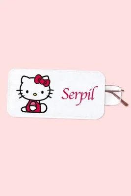 Artcrelier Hello Kitty Keçe Gözlük Kılıfı, Çizdirmez Gözlük Kılıfı, Isimli Gözlük Kılıfı, Gözlük Kabı
