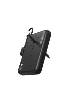 Bix PB121 25W Qi2.2 Kablosuz Magsafe PD 3.0 10000mAh Semi-Solid Bataryalı Hızlı Şarj USB-C Kablolu Powerbank Siyah