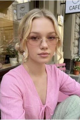 Chunky Frame Cartiess Unisex Elips Pudra Nude Gold Çerçeveli Ultra Hafif Uv400 Filtreli Güneş Gözlüğü