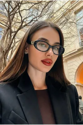 Chunky Frame Cat Eye Clasıc Vintage Siyah Çerçeveli Blue Block Mavı Işık Filtreli Kadın Gözlüğü