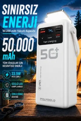 Zineets 50.000 Mah 22,5W PD Hızlı Kablolu Kamp Lambası Outdoor Serisi Powerbank Fast Led Lamba