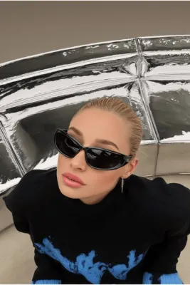 BAPPİR Alien Silver Mirror Milenyum Y2k Hafif Unisex Güneş Gözlüğü Siyah