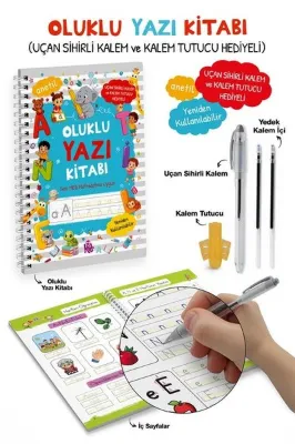 Oluklu Yazı Kitabı Anetil - Uçan Sihirli Kalem ve Kalem Tutucu Hediyeli 3+ Yaş