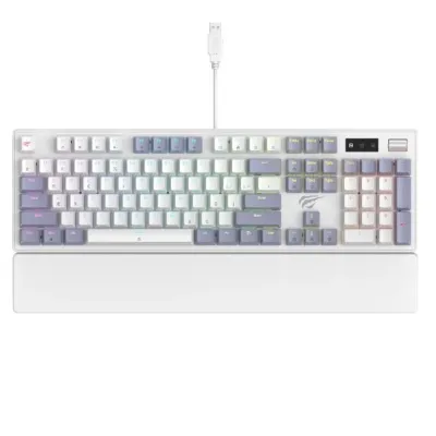 Havit Gamenote KB926L-TUR Mekanik RGB Mavi Switch Kablolu Oyuncu Klavyesi - Beyaz