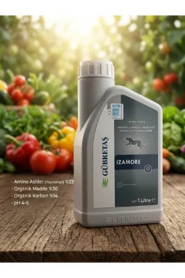GÜBRETAŞ İZAMORE Hayvansal Menşeili Aminoasit İçeren Sıvı Organik Gübre - 1 Litre (Bitki Stres Giderici, Hızlı Büyütücü & Şelatlayıcı)