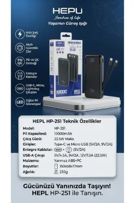 HEPU HP-251 22.5W 10000mAh Power Bank