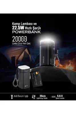 lstri 20.000 Mah 22,5W PD Hızlı Kablolu Kamp Lambası Outdoor Serisi Powerbank Taşınabilir açık seyahat kamp ışık dahili kablo PowerBanks