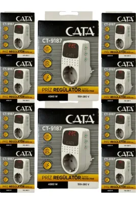 Cata CT-9187 4000W Akım Korumalı Led Göstergeli Priz (10 Adet)