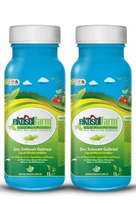 EkosolFarm Organik Sıvı Solucan Gübresi 2 X 1 Litre Konsantre Organik Sıvı Yaprak Gübre