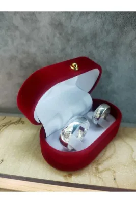 sarıyer silver Düz Model Baskısız Bombeli Kenarlı 925 Ayar Gümüş Alyans Çift 2 Adet Aşk Romantik Temalı Gümüş Yüzük