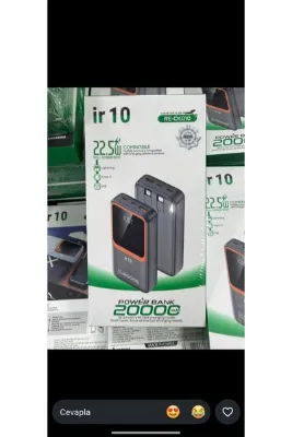 İr 10'un RE-CK010 Model 20000 mAh Pil Kapasiteli İphone ve X.iaomi Telefonlarınız İle Uyumlu Hızlı Şarj Kabloları Ve Harici 1 Adet USB Ve TYPE-C Girişi Bulunan Şarj Aleti