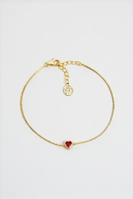 So CHIC... Romantik Aşk 18 Ayar Sarı Altın Kaplama 18 Cm Gümüş Kalp Bileklik