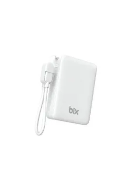 Bix PB116 10000mAh PD20W Hızlı Şarj Dahili Type-C Kablolu Mini Powerbank LED Ekranlı Type-C & USB-A Beyaz