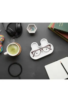 Elana Design Sevimli Tavşan Tasarımlı Gözlük Kabı & Takı Kutusu | Çok Amaçlı Masa Üstü Organizer