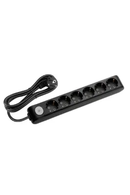 VİKO Multi-let Altılı Priz ( 6 Lı ) Anahtarlı Topr. Çocuk Korumalı Kablolu Grup Priz 01 Mt. Siyah