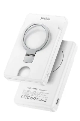 Yesido Konum Takip Özellikli 5.000 mAh Kartvizit Bölmeli Standlı Kablosuz Magsafe Powerbank