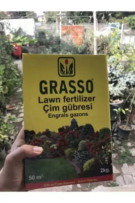 Bahçem Fidancılık Çim Gübresi - Grasso - Çim Ve Fidan Gübresi 25-5-10 + Me (2 Kg- 50 M2)