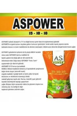 ASPOWER 15-10-10 / Çim Gübresi - Npk'lı Organomineral Gübre / 25 Kg