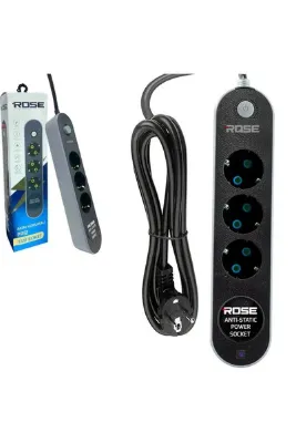 Rose Üçlü Akım Korumalı Grup Priz Anti Static 3X1.5 3mt GR-3003M