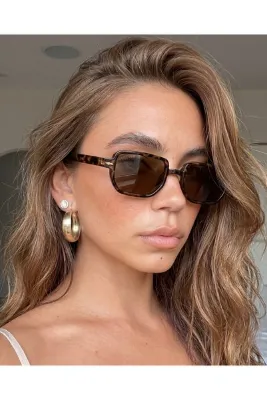 funeyes Lodin Leopar Çerçeveli Kahverengi camlı Trend Güneş Gözlüğü Unisex Kadın Erkek Gözlük