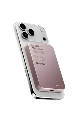Momax Q.mag X1 Magnetic Wireless Power Bank 10000MAH Pembe