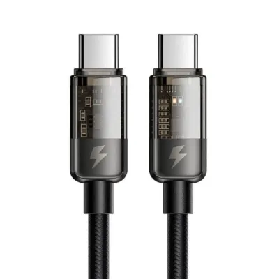 Mcdodo CA-2840 Type-C to Type-C 100W Led Işıklı Hılzı Data Şarj Kablosu 1.2 m - Siyah
