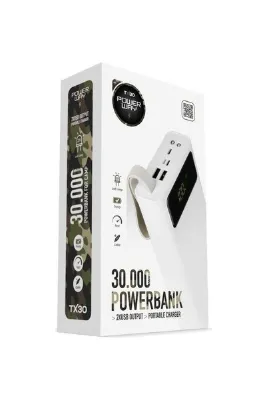 TX30 Beyaz 30.000 mAh Led Işıklı Powerbank