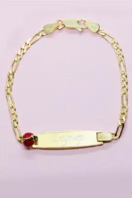 belindastore 925 Ayar Gümüş Isimli Uğur Böceği Bebek & Çocuk Künye Bileklik
