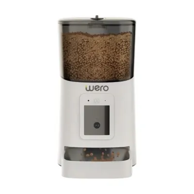 Wero Akıllı Kedi Köpek Mama Kabı Pro 1080p Ayarlanabilir Kamera Wifi Kontrol Pet Feeder Metal Kase Beyaz 6 Lt