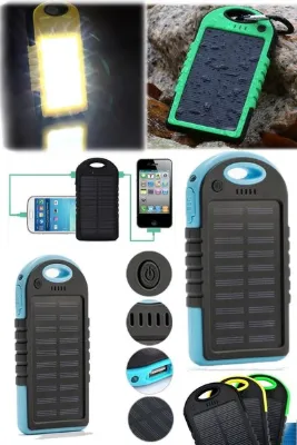 Munico Fenerli Güneş Enerjili Powerbank Hızlı Şarj Eden Usb Powerbank 10.000 Mah Kamp Outdoor Şarj Kutusu