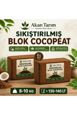 Akan Tarım Cocopeat İthal Hindistan Cevizi Torfu 8-10 KG ≈ 130-140 LT(5kg 2 Adet)