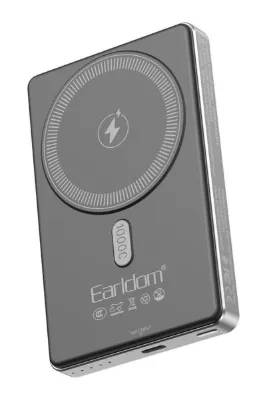 Earldom PD49 10.000 Mah 15W Kablosuz Şarj ve 20W Type-C Çıkışlı Pd Hızlı Şarj Powerbank - Siyah