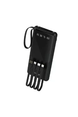 Linkage LKP-52 - 10.000 Mah Usb-A Dahili Type-C, Mikro, Lightning Kablolu, LCD Taşınabilir Powerbank