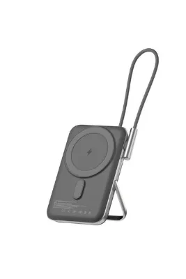 Juo Magsafe Powerbank 10000 Mah Standlı 20w Dahili Type-c Kablolu Taşınabilir Hızlı Şarj Cihazı Siya