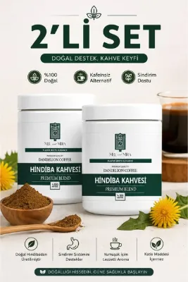 Mel and Mira 2'Li Set Premium Saf Hindiba Detox Kahvesi 200g, 40 Günlük Kullanım, Chicory Detox Coffee 40 Days Usage