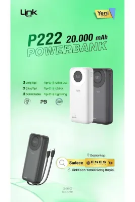 Linktech Link Tech P222 20000 mah 225,5w beyaz renk powerbank