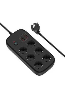 Mobilzone Akım Korumalı Grup Priz Duvar Tipi 6x Priz, 2x Type-C, 4x USB Port Çıkışlı Çoklu Priz